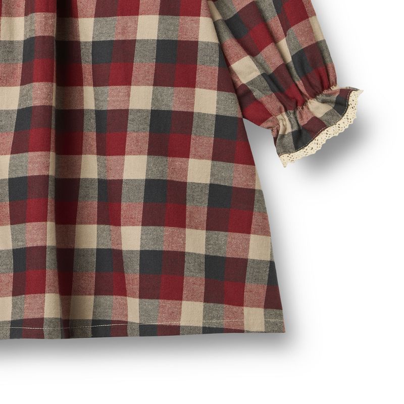 Wheat, Dress L/S Lace Bella, red blue check