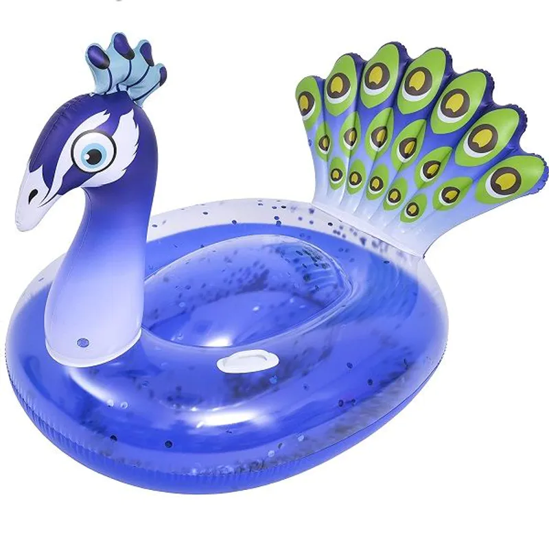 Jilong Glitter Peacock badeleke – glitrende sommermoro for basseng og strand