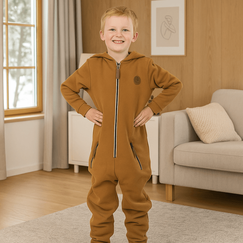 Bruse bomull jumpsuit, Gran, Bone Brown gulbrun