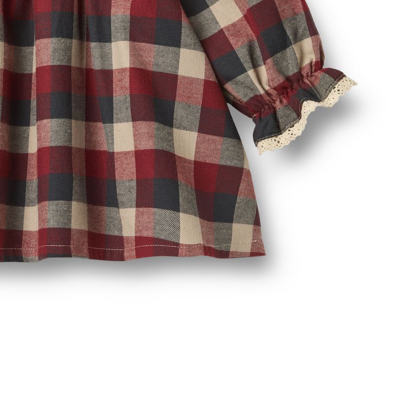 Wheat, Dress L/S Lace Bella baby, red blue check