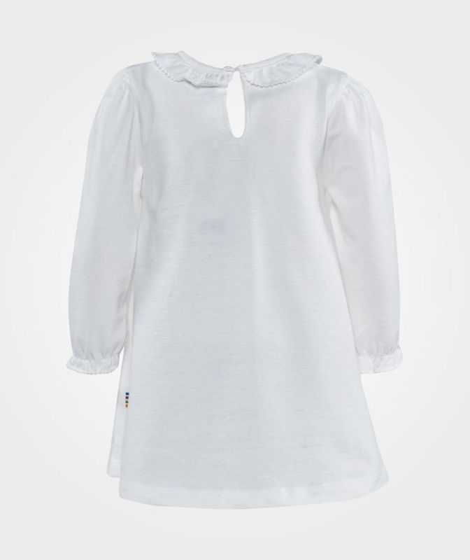 Joha, Kjole L/S med blondekrage bomull, Hvit