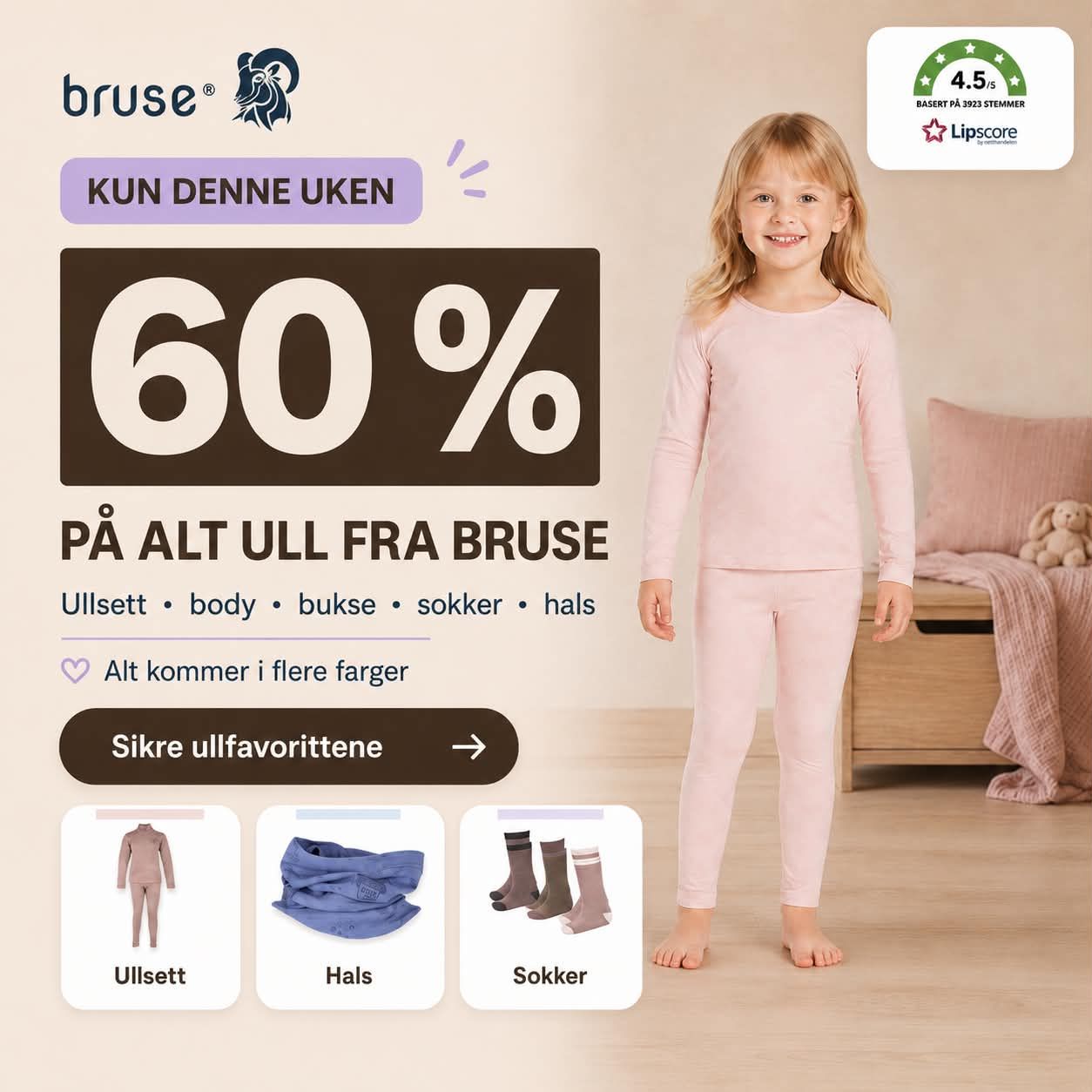 Rabatt på alt av ull.