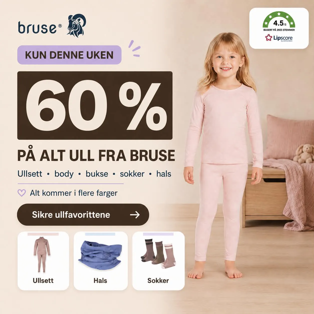 Rabatt på alt av ull.