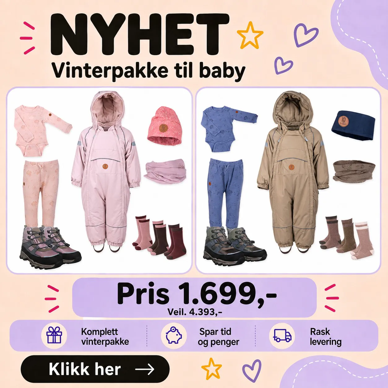 Pakkedeals fra Babybanden, flere plagg til samlet pris