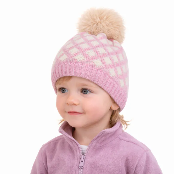 Hovedbilde Janus Ull lue m/dusk, 3-6 år, rosa ruter